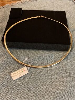 Italian Sterling Silver Herringbone Omega Necklace - 18” NWT $150